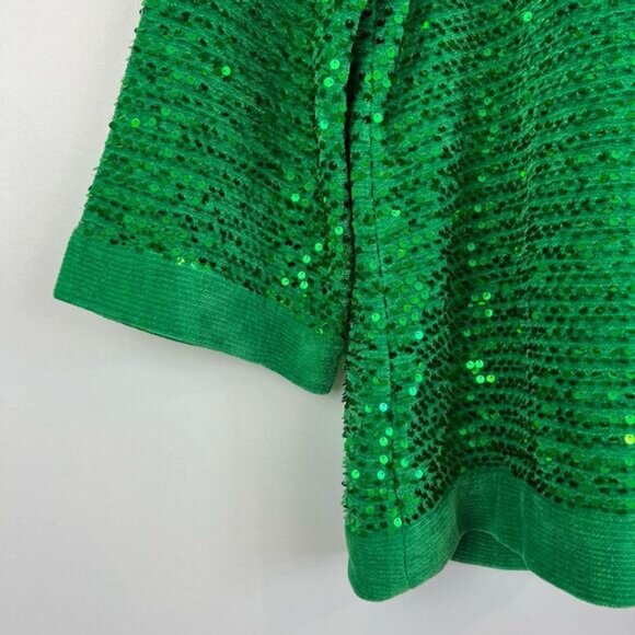 ZARA NEW SEQUIN KNIT VELOUR TUNIC TOP LIMITED EDTION GREEN SIZE SMALL - Picture 12 of 15